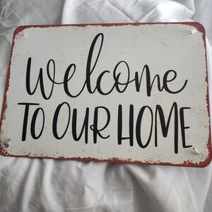 DECORATIVE METAL SIGN - Welcome - Vintage Rusty Look